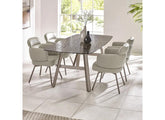 Callisto ‘Bubble Glass’ Dining Set – Smoked Textured Glass Top With Faux Leather Dining Chairs