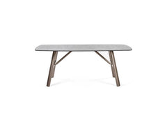 Callisto ‘Bubble Glass’ Dining Table – Smoked Textured Glass Top with Brushed Brass Designer Base