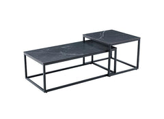 Cody Coffee Table Set - Black Stone Effect Top