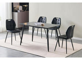 Cody Black Rectangular Dining Tables - Black Stone Effect Tops