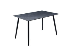 Cody Black Rectangular Dining Tables - Black Stone Effect Tops
