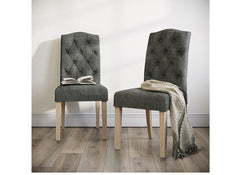Set of Two Chelsea Dining Chairs – Charcoal KD - Whitewash Leg