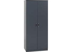 Dakota Dark Grey Two Door Wardrobe – Modern Bedroom Storage Closet with Hanging Rail