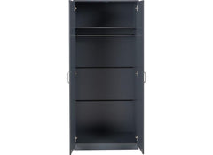 Dakota Dark Grey Two Door Wardrobe – Modern Bedroom Storage Closet with Hanging Rail
