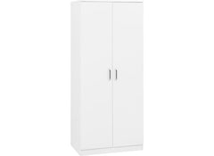 Dakota White Two Door Wardrobe – Modern Bedroom Storage Closet with Hanging Rail