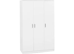 Dakota White Three Door Wardrobe – Modern Bedroom Storage Closet with Hanging Rail