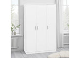 Dakota White Three Door Wardrobe – Modern Bedroom Storage Closet with Hanging Rail