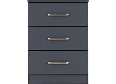 Dakota Dark Grey Three Drawer Bedside – Modern Bedroom Bedside Storage Chest