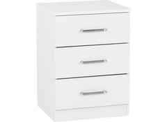 Dakota White Three Drawer Bedside – Modern Bedroom Bedside Storage Chest