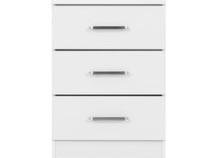 Dakota White Three Drawer Bedside – Modern Bedroom Bedside Storage Chest