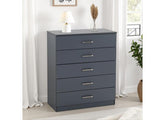 Dakota Dark Grey Five Drawer Chest – Modern Bedroom Storage Chest
