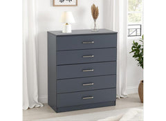 Dakota Dark Grey Five Drawer Chest – Modern Bedroom Storage Chest