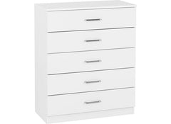Dakota White Five Drawer Chest – Modern Bedroom Storage Chest