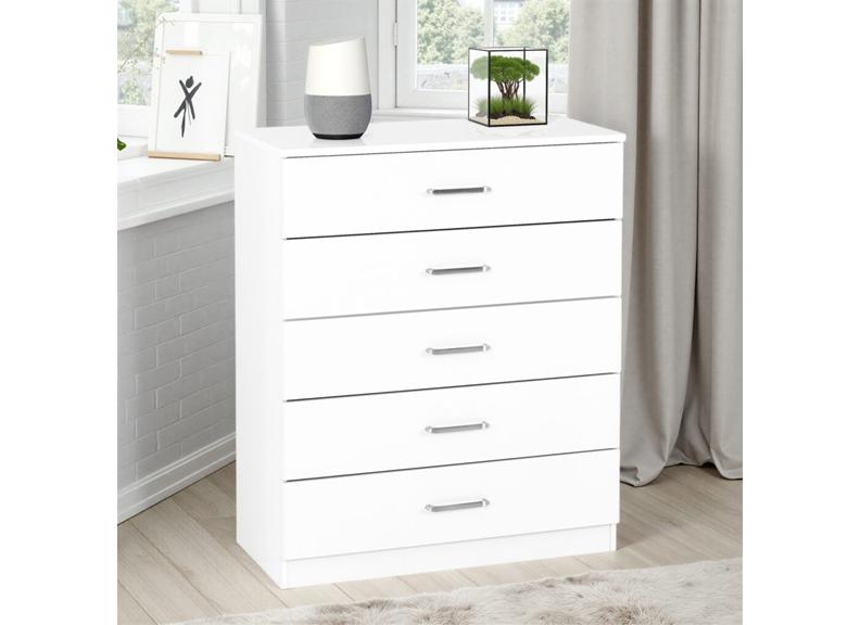 Dakota White Five Drawer Chest - room