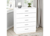 Dakota White Five Drawer Chest - room
