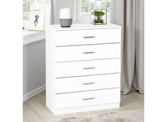 Dakota White Five Drawer Chest - room