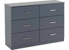 Dakota Dark Grey Six Drawer Chest – Modern Bedroom Storage Chest