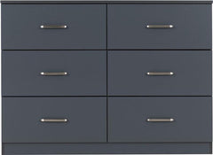 Dakota Dark Grey Six Drawer Chest – Modern Bedroom Storage Chest