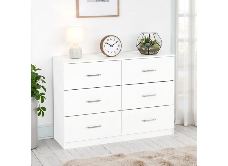 Dakota White Wide Chest Of Drawers - room