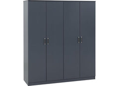 Dakota Dark Grey Four Door Wardrobe – Modern Bedroom Storage Closet With Hanging Rails (Pre-Order Only)