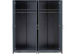 Dakota Dark Grey Four Door Wardrobe – Modern Bedroom Storage Closet With Hanging Rails (Pre-Order Only)