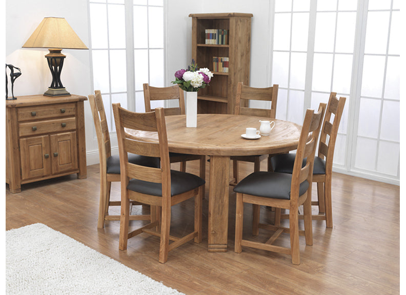 Danube Round Dining Room W/Faux Leather Seat Chairs