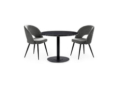Luca Round Black Table W/Ella Grey Chairs