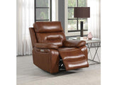 Egan Bison Saddle Leatherette Powered Reclining Armchair | Electric Recliner Chair with Premium Comfort Seating (Pre-Order Only)