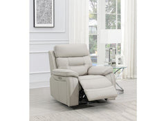 Egan Light Grey Leatherette Powered Reclining Armchair | Electric Recliner Chair with Premium Comfort Seating