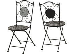 Ferne Outdoor Patio Sets – Ceramic Tile Garden Dining Sets with Leaf Design – Bistro Patio Furniture
