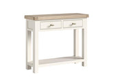 Windsor Condole Table With Drawers - Rustic Country Style Occasional Furniture With A Coconut White Frame & Oak Top – (GLH)
