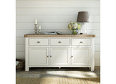 Windsor Large Sideboard - Rustic Country Style Occasional Furniture With A Coconut White Frame & Oak Top – (GLH)