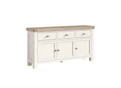 Windsor Large Sideboard - Rustic Country Style Occasional Furniture With A Coconut White Frame & Oak Top – (GLH)