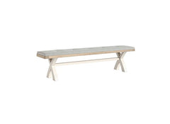 Windsor Cross Bench In Coconut White Frames & Oak Tops – Rustic Country Style Furniture (GLH)