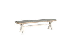 Windsor Cross Bench In Coconut White Frames & Oak Tops – Rustic Country Style Furniture (GLH)