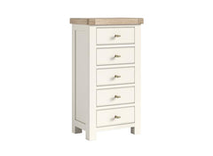 Windsor Tall Chest With A Coconut White Frame & Oak Top – Rustic Country Style Bedroom Furniture (GLH)
