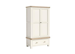 Windsor Gents Wardobe With A Coconut White Frame & Oak Top – Rustic Country Style Bedroom Furniture (GLH)
