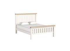 Windsor Bed With A Coconut White Frame & Oak Top – Rustic Country Style Bedroom Furniture (GLH)