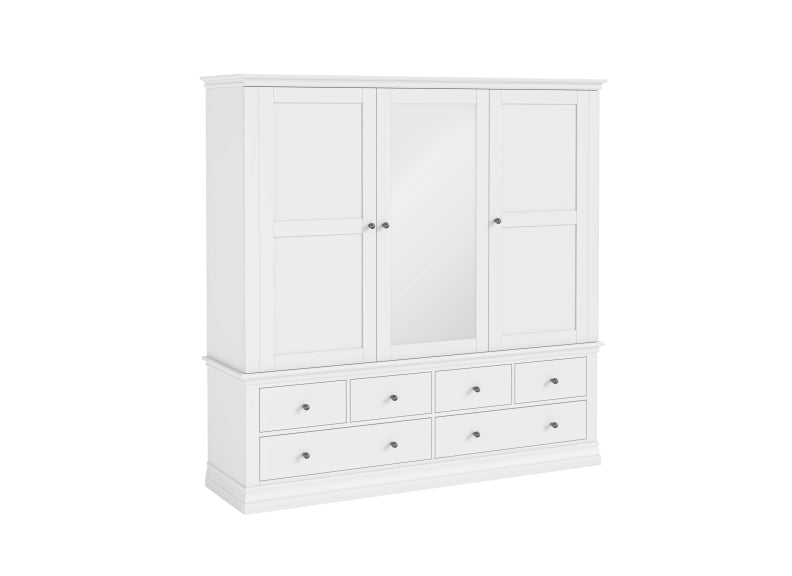 Bordeaux White Triple Mirrored Wardrobe