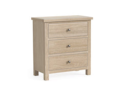 MC Oak Three Drawer Chest - metal handles
