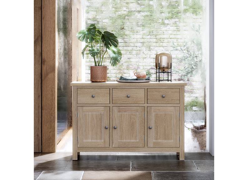 MC Oak Large Sideboard - room - metal handles