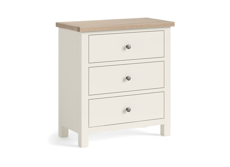 MC Coconut Three Drawer Chest - metal handles