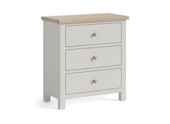 MC Grey Three Drawer Chest - wooden handles