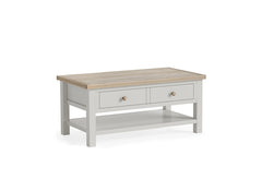 MC Grey Coffee Table WShelf - wooden handles