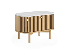 Soho Natural Wood Corner TV Stand - With Marble Top