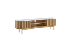 Soho Natural Wood Large TV Stand - Light Wood Body With Marble Top