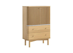 Soho Natural Wood Shoe Cabinet - Light Wood Body With Marble Top