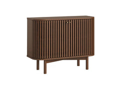 Soho Brown Small Sideboard - Brown Wood Slatted Body With Two Doors