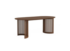 Soho Brown Dining Tables - Brown Wood Slatted Oval Or Round Dining Table