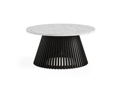 Soho Black Wood Round Coffee Table With Marble Top